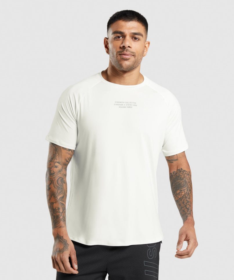 Men\'s Gymshark Steve Cook T-Shirts White | NZ 6NBMCT